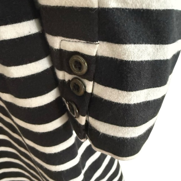 OLD NAVY Women's KNIT DRESS BLACK & WHITE STRIPED 3/4 BUTTON DETAIL SLEEVE XL - Picture 5 of 10